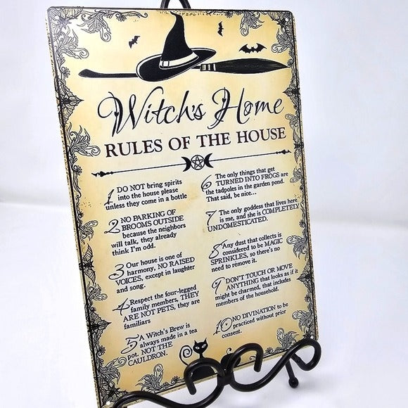 Vintage Metal Sign | Indoor/Outdoor | Witch's Home Gold, Black - A Gothic Universe - Signs