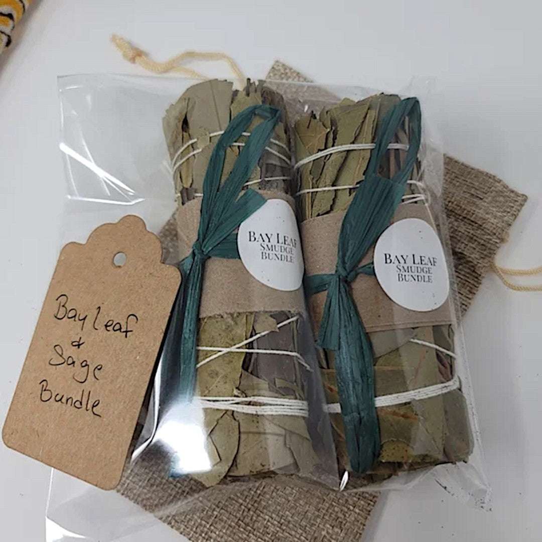 Bay Leaf & Sage Bundle | Smudge/Cleanse Yourself & Your Home Set of Two w/Sack - A Gothic Universe - Smudging Sets