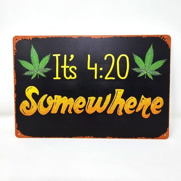 Vintage Metal Sign | Indoor/Outdoor | 420 Somewhere Black, Green & Yellow - A Gothic Universe - Signs
