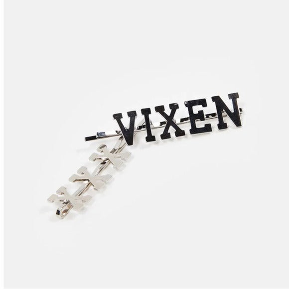 Rich Venom Bobby Pin Set | Silver Block Lettering Details - Dolls Kill - Hair Pins