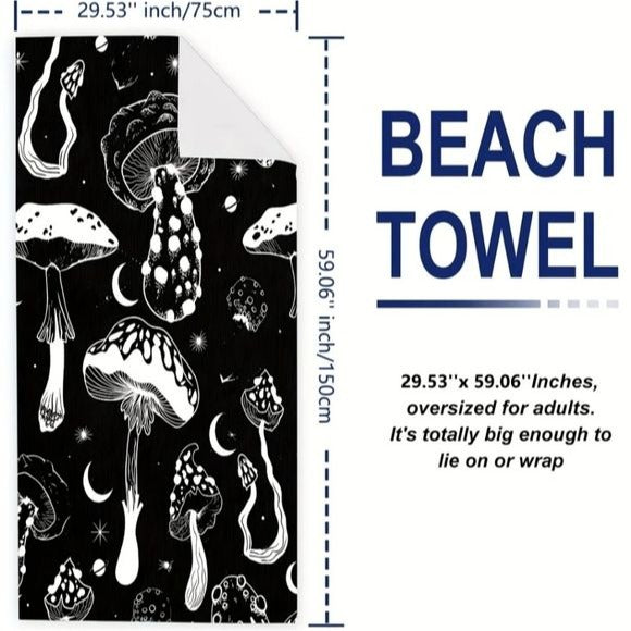 Trippy Shrooms Beach Towel | Premium Micro Fiber - A Gothic Universe - Beach Towels