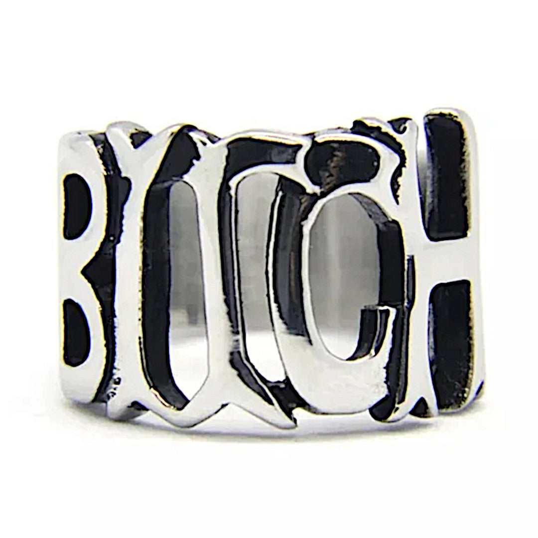 Unisex Silver BITCH Ring | 316L Stainless Steel Statement Jewelry - A Gothic Universe - Rings