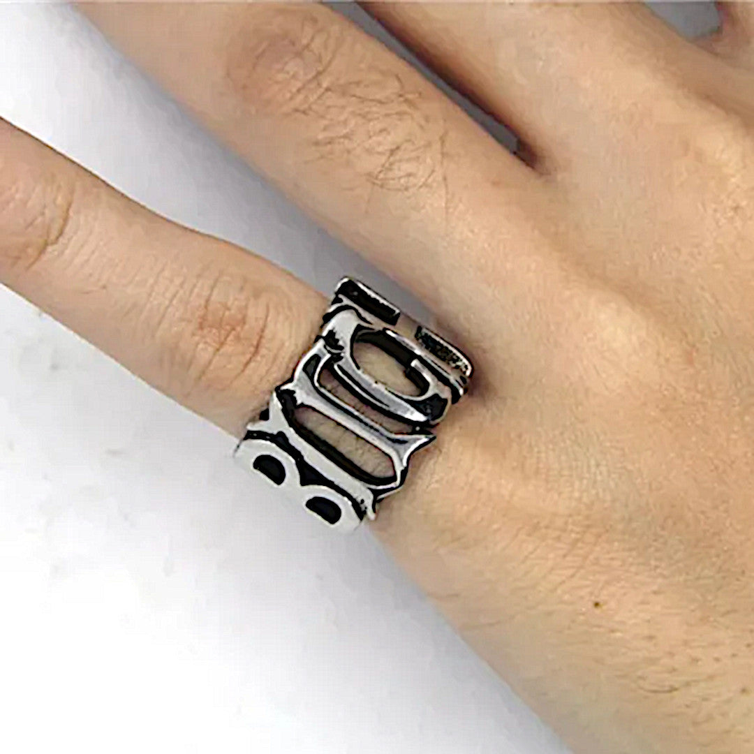 Bitch Ring | 316L Stainless Steel Spelling Out The Word Bitch Silver Unisex Ring - A Gothic Universe - Rings