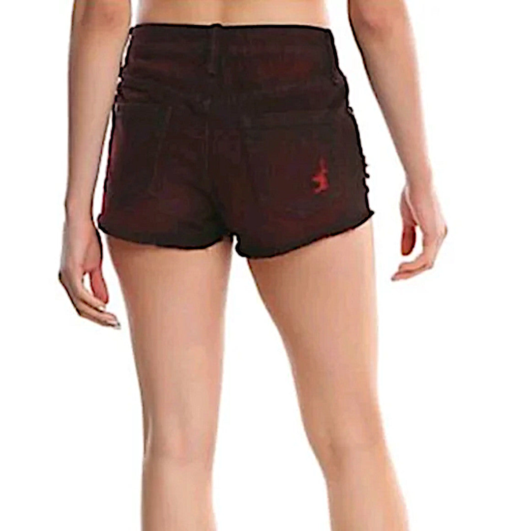 High Waisted Shorts | Red Over-Dye Distressed 5 Pocket Shorts - Blackheart - Shorts