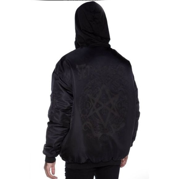 Resurrection Bomber | Unisex jacket Black on Black Insulated for Cold - Killstar - Jackets