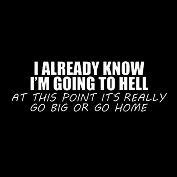 Vinyl Decal Sticker | I Already Know I'm Going To Hell | White Adult Humor - A Gothic Universe - Decals
