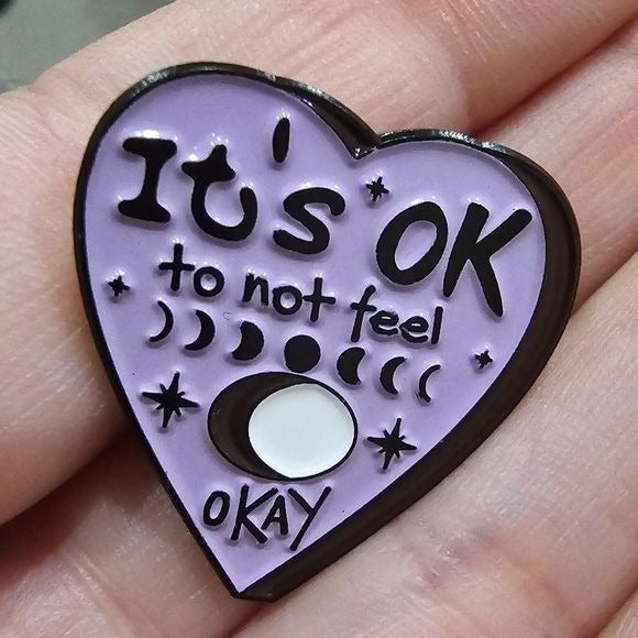 Metal Enamel Lapel Pin | It's Ok To Not Feel Okay - A Gothic Universe - Lapel Pin