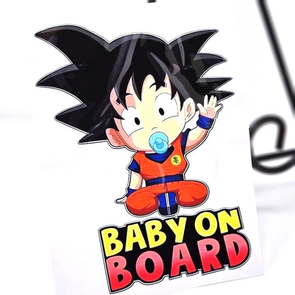 Anime Vinyl Decal | Goku Baby On Board Orange Black Waterproof Sticker - A Gothic Universe - Decals