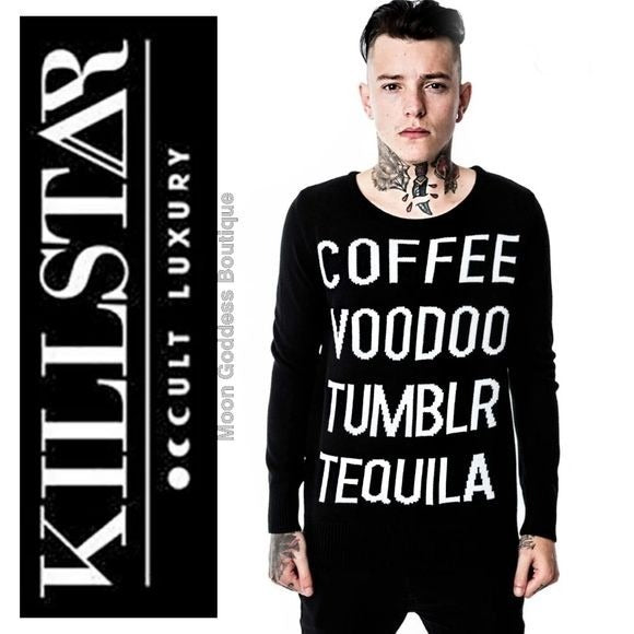 Essentials Sweater | Tumblr Knit Oversized Sweater Gothic Black White - Killstar - Sweaters