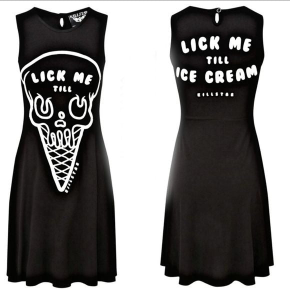 Day or Night Dress | iScream | Skater Dress Gothic Black Soft Jersey Fabric - Killstar - Dresses