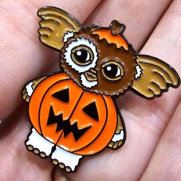 Metal Enamel Lapel Pin | Gizmo Pumpkin Costume - A Gothic Universe - Lapel Pin