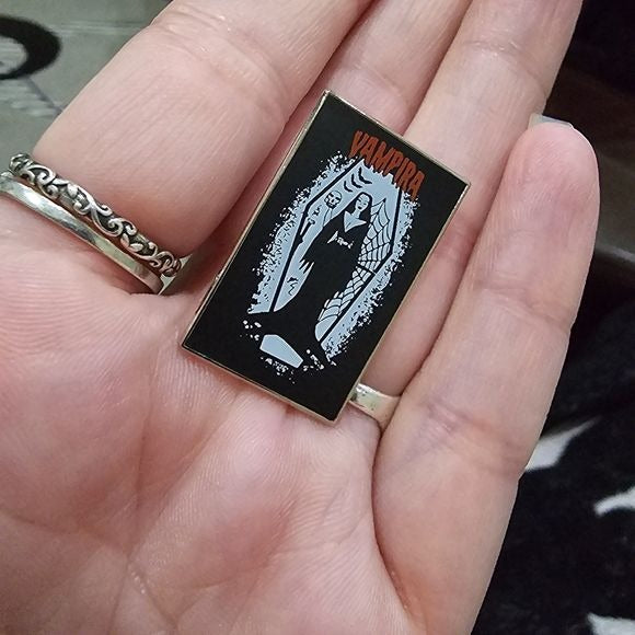 Metal Enamel Lapel Pin | Vampira Halloween - A Gothic Universe - Lapel Pin