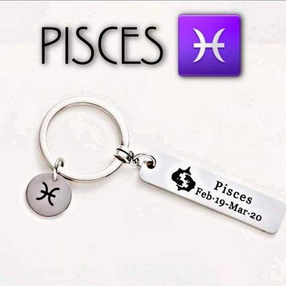 Pisces Zodiac | 2 Black Face Masks Hair Charm Tie Keychain 3 Foil Sticker - A Gothic Universe - Accessories