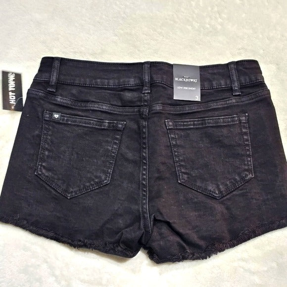 Jean Shorts | Flip Sequin Covered Front Black Back Low Rise Raw Hem 3 - Blackheart - Shorts