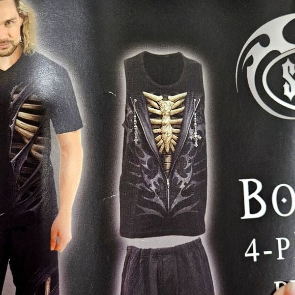 Men's Pajama Sets | Bone Rips Black 2 Sets | Winter & Summer - Spiral Direct - Sleepwear