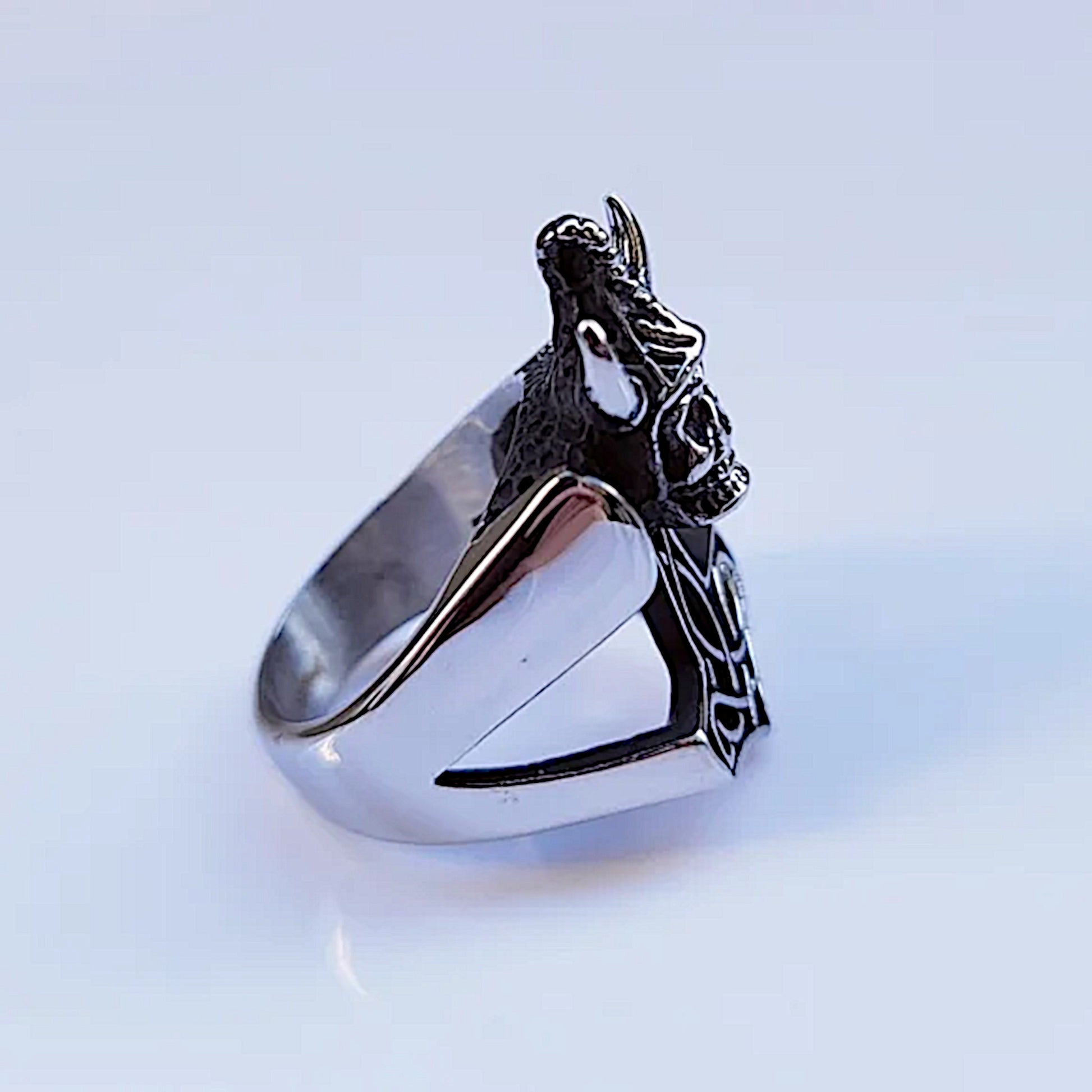 Celtic Skull Mens Biker Ring | Black Oxidized Stainless Steel - Celtic Ring - A Gothic Universe - Rings