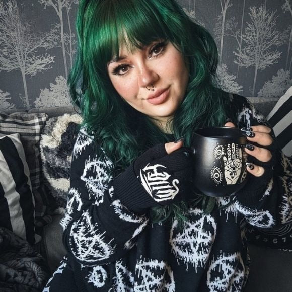 Black Pentagram Pullover Sweater | Unisex Sizing Relaxed Fit - Too Fast - Sweaters