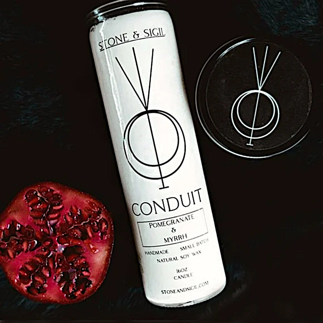 Cotton Wick Metaphysical Candle | Conduit Made With Pomegranate & Myrrh Candle - Stone & Sigil - Candles