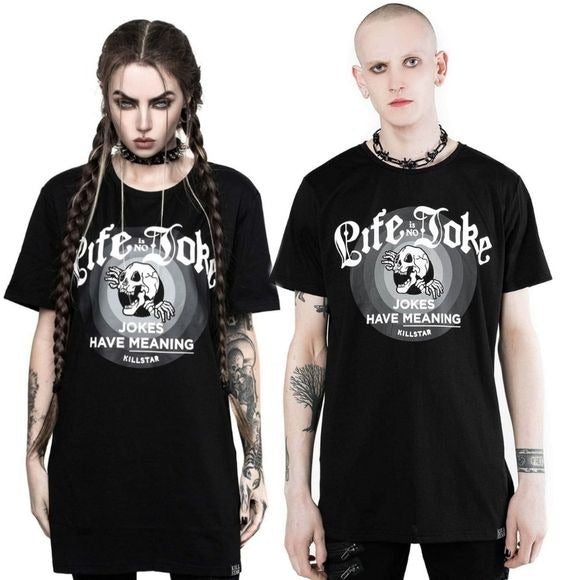 Life Is No Joke T-Shirt | Black Super Soft Cotton Jersey-Fabric - Killstar - T-Shirt