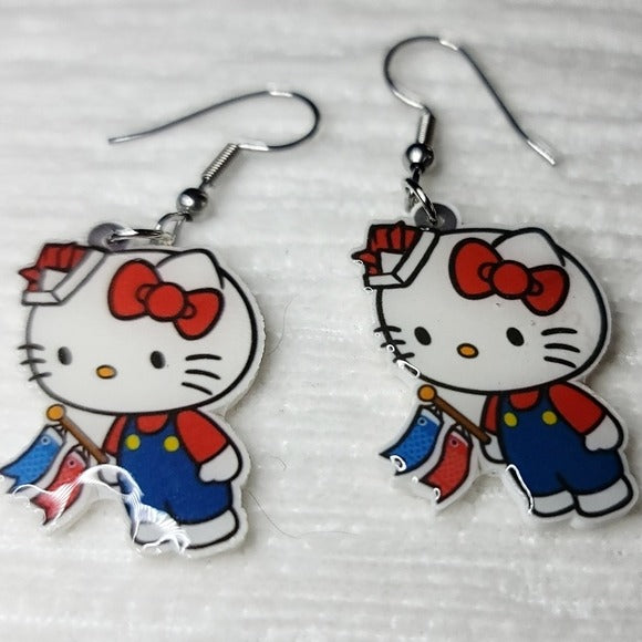 Hello Kitty Earrings | Kawaii cute Japanese Acrylic Dangle - A Gothic Universe - Earrings