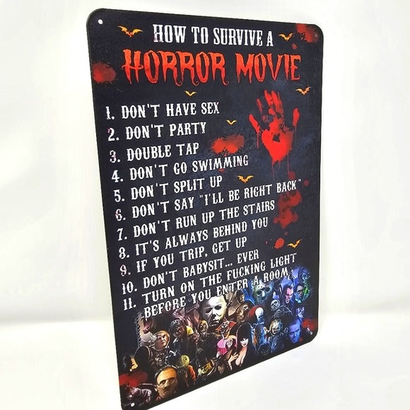 Vintage Metal Sign | Indoor/Outdoor | Horror Movie Rules Black & Red - A Gothic Universe - Signs