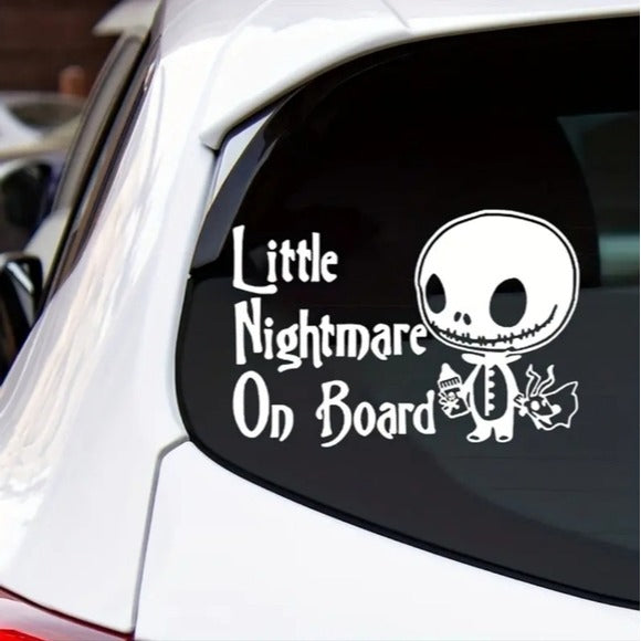 Vinyl Car Truck Window Decal Sticker | Little Nightmare On Board | White - A Gothic Universe - Decals