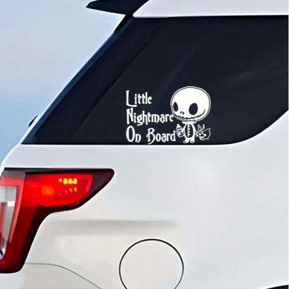 Vinyl Car Truck Window Decal Sticker | Little Nightmare On Board | White - A Gothic Universe - Decals