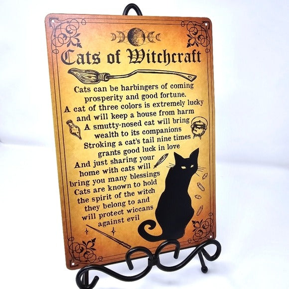 Vintage Metal Sign | Indoor/Outdoor | Cats Of Witchcraft Gold, Orange - A Gothic Universe - Signs