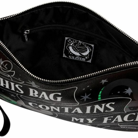This Bag Makeup Bag | Black Vegan Leather Graphic on Front - Killstar - Makeup Bag