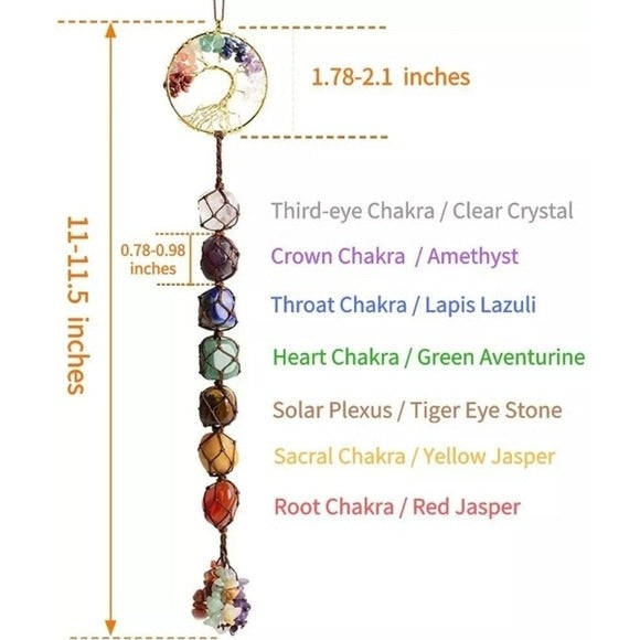 Crystals Window Decor | Tree Of Life Chakra Tumble Stones - A Gothic Universe - Sun Catcher