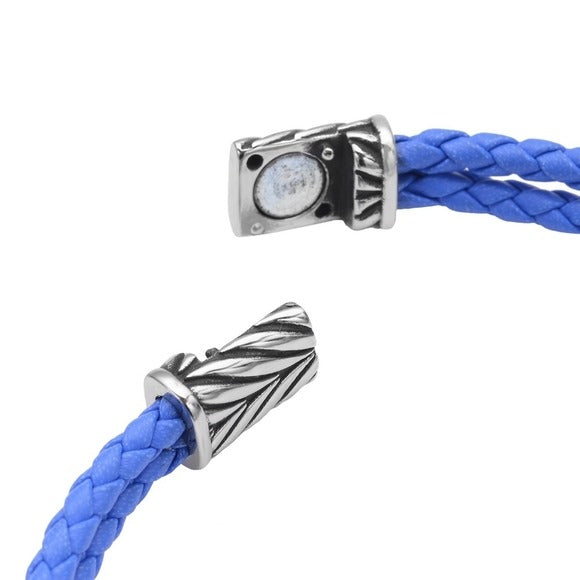 Lapis Lazuli Bracelet | Genuine Braided Leather Magnetic Clasp Stainless - A Gothic Universe - Bracelets