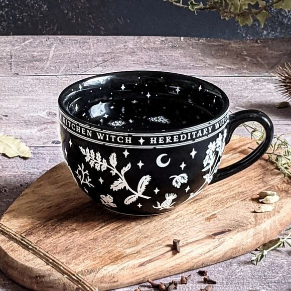 Green Witch Oversized Mug | Black Porcelain Gloss Finish 500ml - Rogue + Wolf - Mugs