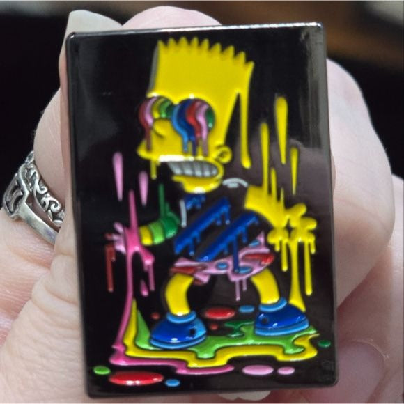 Metal Enamel Lapel Pin | Bart Simpson Melting In Pride Trippy - A Gothic Universe - Lapel Pin