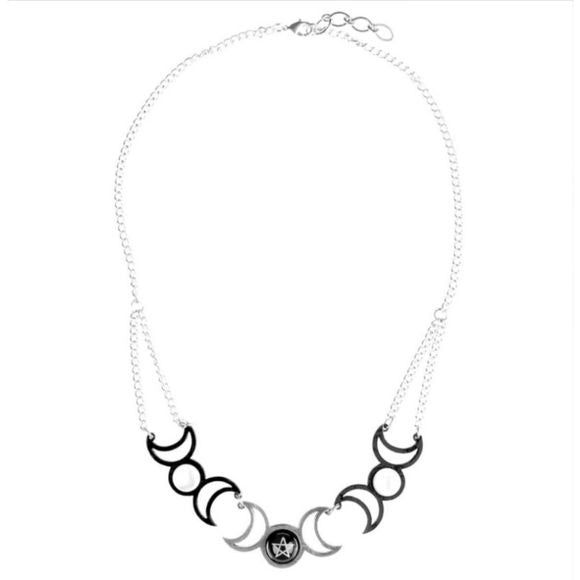 Tres Lunae Necklace | Triple Moon Goddess - Alchemy Gothic - 