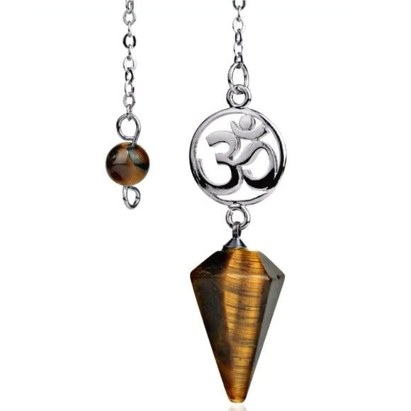 Tiger's Eye Silver OM Pendulum | Spiritual Balance |  Success Stone - A Gothic Universe - Pendulums