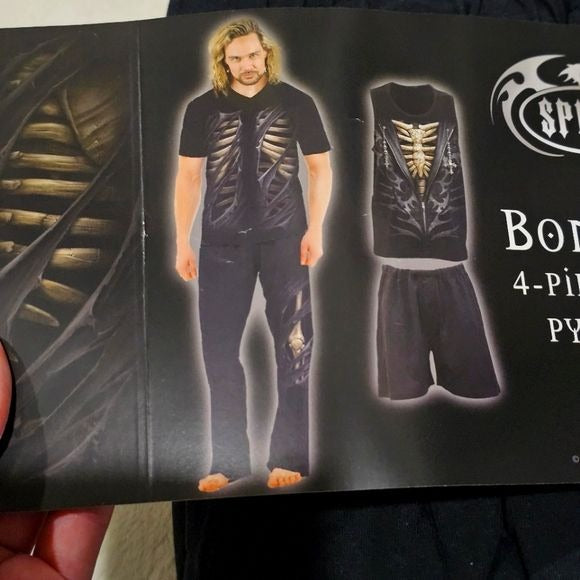 Men's Pajama Sets | Bone Rips Black 2 Sets | Winter & Summer - Spiral Direct - Sleepwear