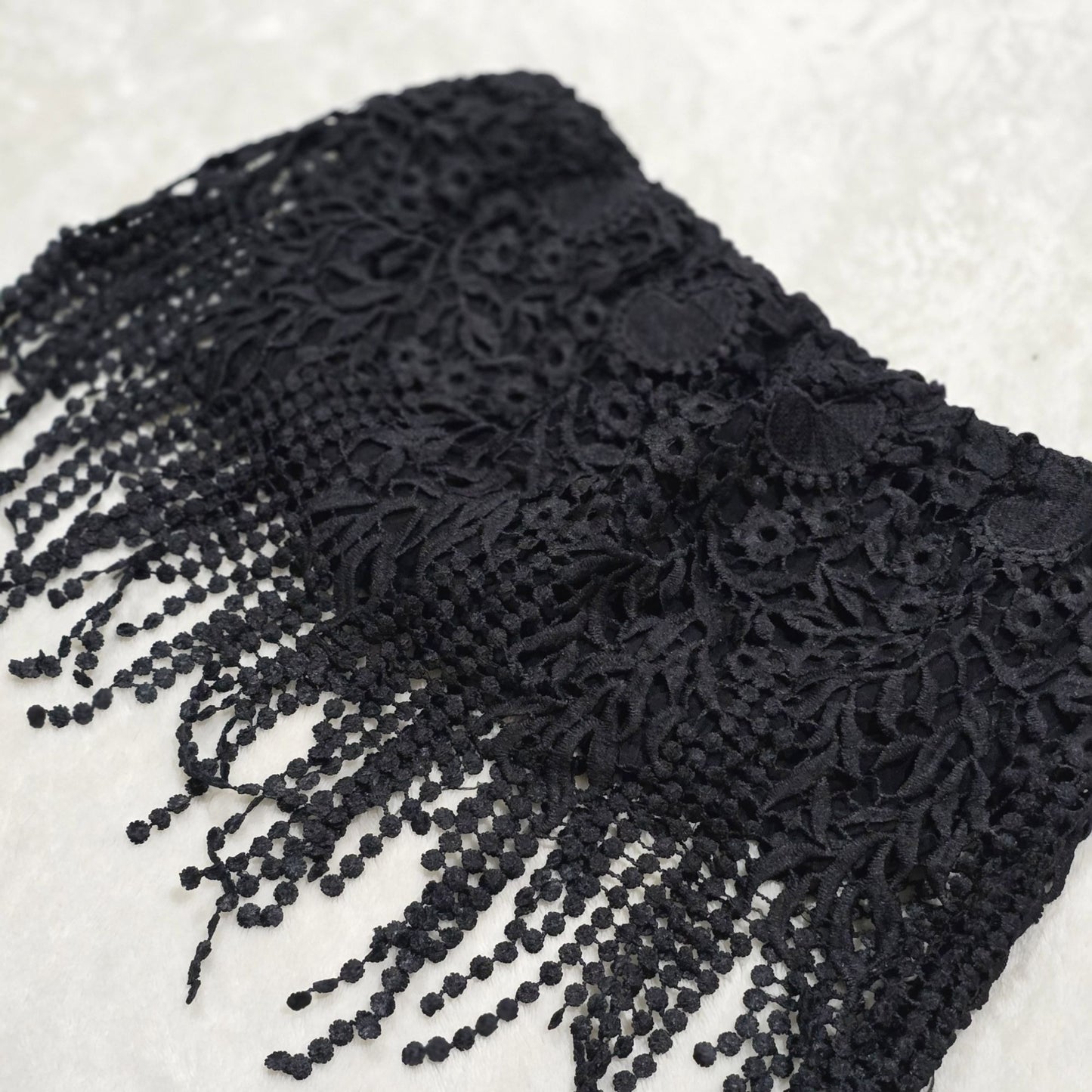 Black Lace Fringe Tube Top