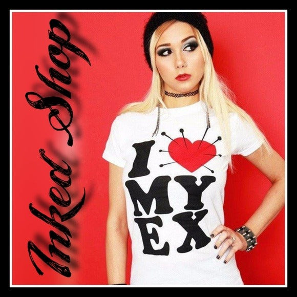 Inked Shop Graphic T-Shirt | "I HATE MY EX" | White Black Red - Inked Shop - Tops