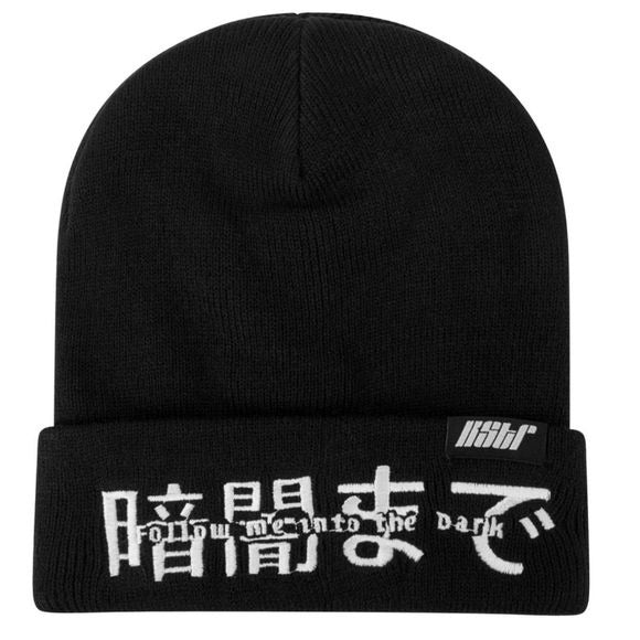 Unisex Adults Black Beanie Hat | White Logo - Follow Me Into The Dark - Killstar - Hats