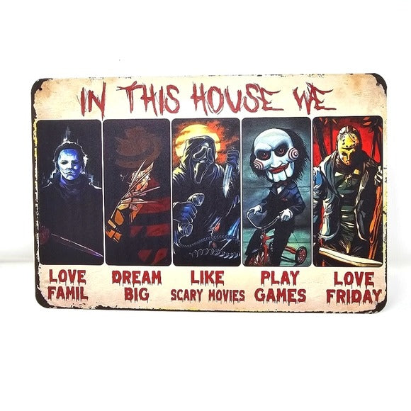 Vintage Metal Sign | Indoor/Outdoor | In This House Black Red White - A Gothic Universe - Signs