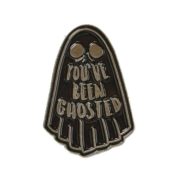 Enamel Lapel Pin | Ghosted | Black Gothic Ghost Silver Enamel Pin - Killstar - Lapel Pins