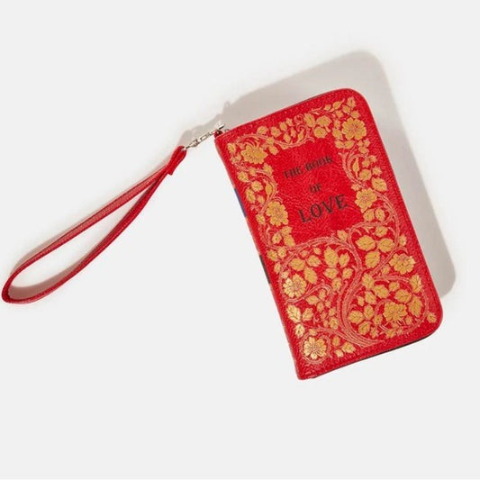 Book Of Love Wallet | Red Gold Novelty Book Shape Zipper Closure - Dolls Kill - Wallets