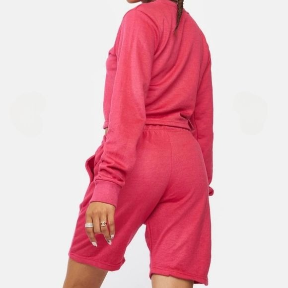 Pink Shorts Set | Slightly Cropped Fit Soft Cotton White Graphics - Fück Clothes - Shorts