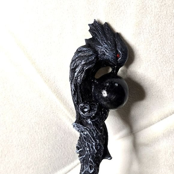 Raven Wand | Black Obsidian Hand Painted Acrylic 9½" - A Gothic Universe - Wand