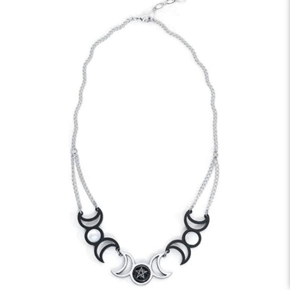 Tres Lunae Necklace | Triple Moon Goddess - Alchemy Gothic - 
