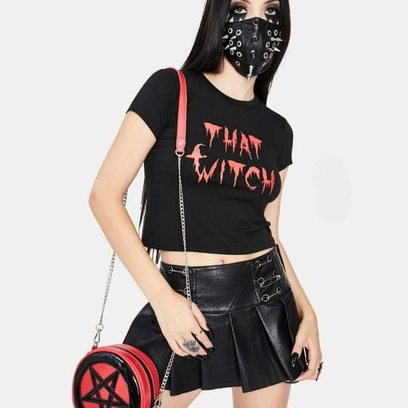 100% That Witch Graphic Tee | Black Short Sleeves Cropped Top - Dolls Kill - Tops