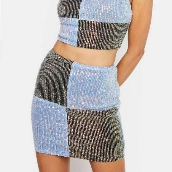 Cool As Ice Mini Skirt | Blue Colorblock Design - Blue Blush - Skirts