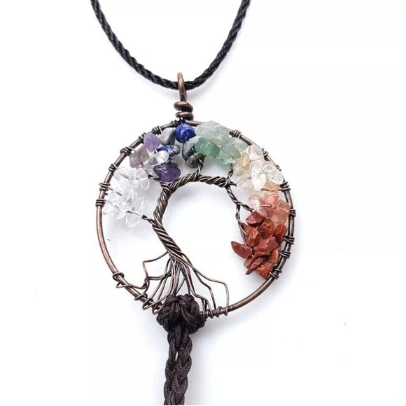 Crystals Window Decor | Tree Of Life Chakra Tumble Stones - A Gothic Universe - Sun Catcher