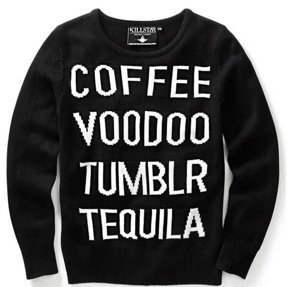 Essentials Sweater | Tumblr Knit Oversized Sweater Gothic Black White - Killstar - Sweaters