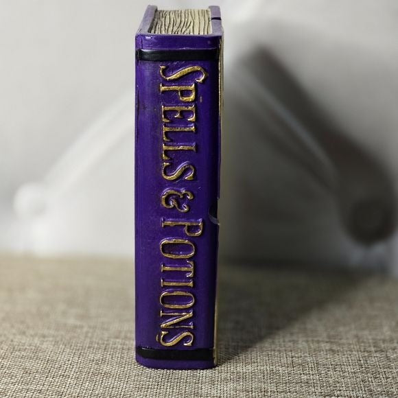 Novelty Book Incense Burner | Spells & Potions Hand Painted | Purple & Gold - A Gothic Universe - Incense Burner